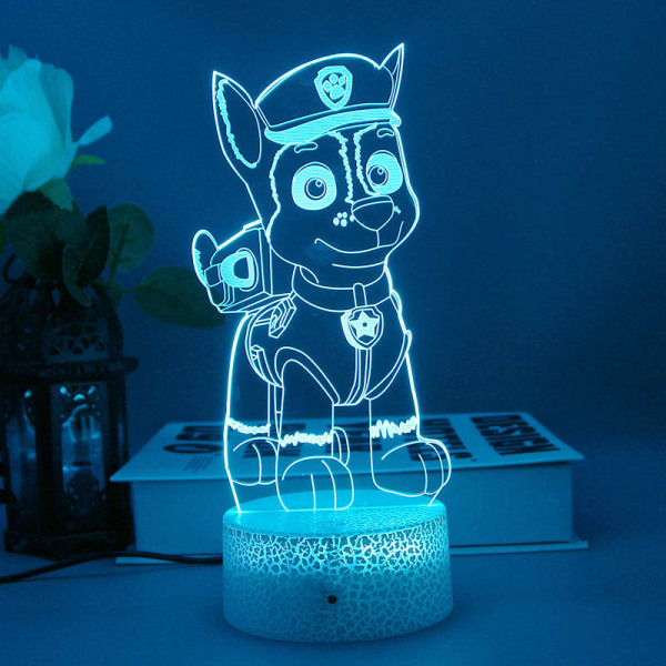 Paw Patrol 3D Night Light lapsille, Paw Patrol Toy Chase, kaukosäädin