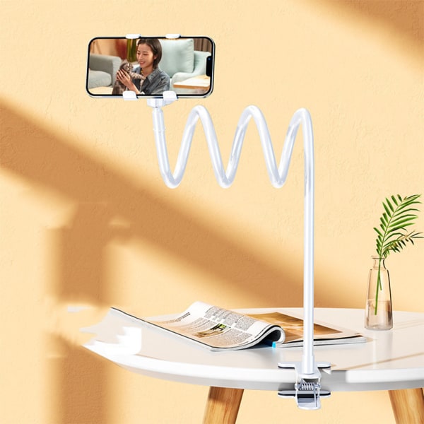 Hvid-telefonholder med svanehals, foldbar telefonholder 360° Rot