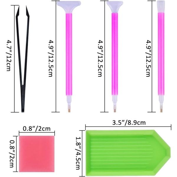 30 stk diamantbroderisett 6 hurtigsømpenn 2 plasttr