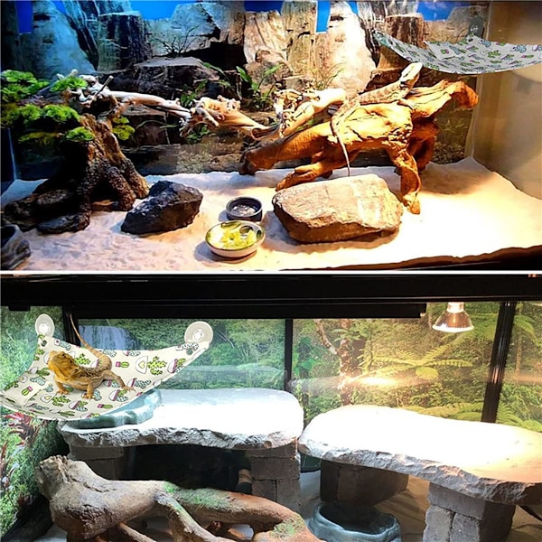 2 st ödla reptil hängmatta med mjuk kudde och sugkopp krokar för ödla Sn