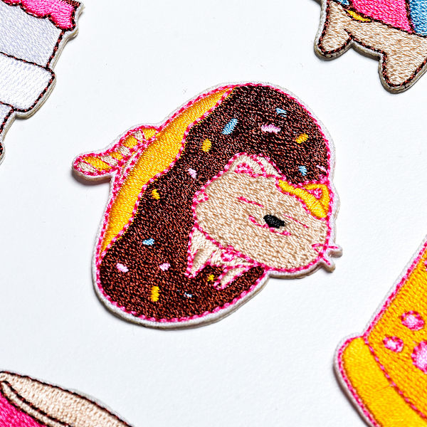 12 søde tegneserie dovne katte broderede stof patches, børns