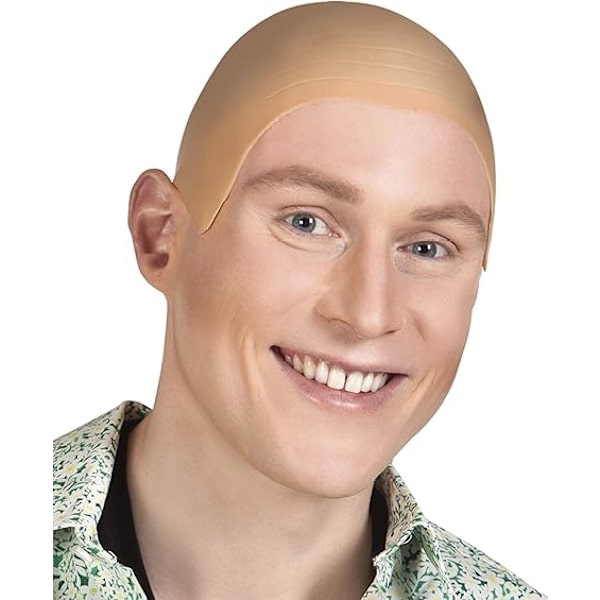 Skallet latex parykk for karneval, halloween og JGA, hårløs parykk for kostyme