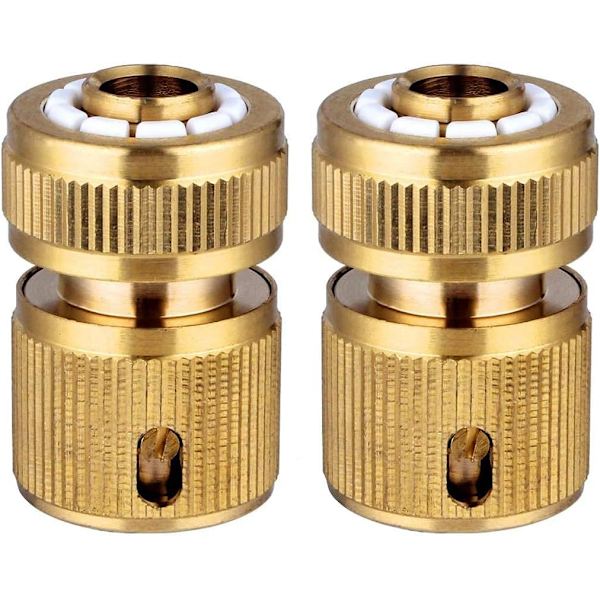 2 stk. messing haveslange hurtigstik, hurtigstik til havevandingsslange 1/2\" hurtigstik