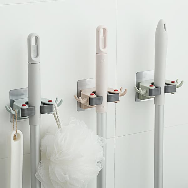 Hvid 2 stk. Kraftfuld Sugkop Mop Holder Krog Gratis W