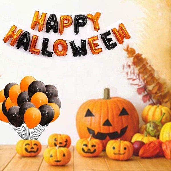 Halloween-ballonger, Halloween-dekorationspartyset, Happy Halloween-ballong, Pumpaballonger, Hallo