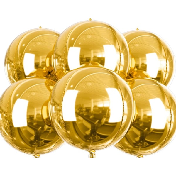 Kultaiset ilmapallot, 6 kpl kultaiset ilmapallot, 22 tuuman 4D jättiläinen folioilmapallo