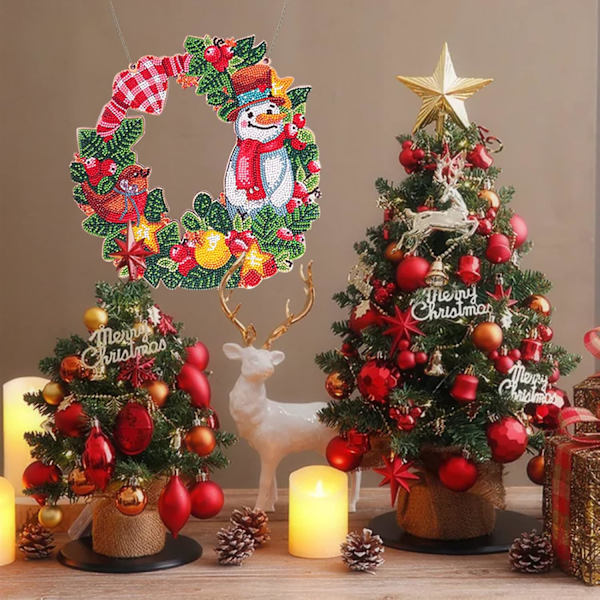 Timanttimaalaus Joulukranssi Ovi 30cm*30cm 5D Värikäs DIY Timanttimaalaussetti Oville ja Ikkunoille Jouluun