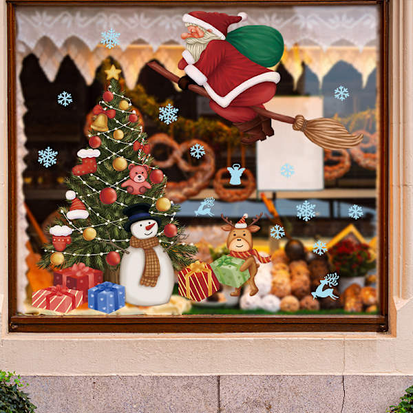 (30*59cm*2st) Jultomte Julgran Väggdekal R