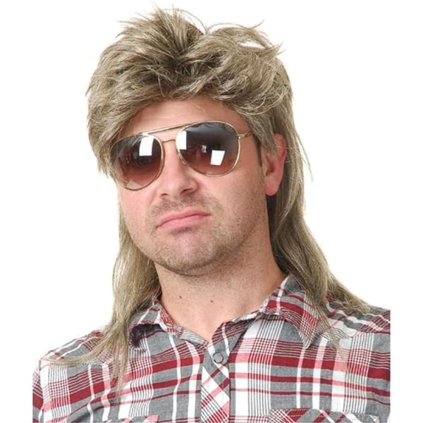 Herrperuk Blond Mullet 80-tal Mullet Peruk Herr Långt syntetiskt hår Wi