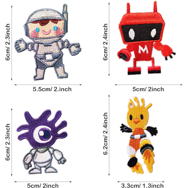 Stryge-på-patches, 12 stk. robot-stryge-på-patch sy-på-patch til Clot F