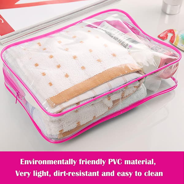 Röd 2-pack transparenta resetoalettväskor, vattentäta toalettväskor, transparenta PVC-sminkväskor, toalettväska