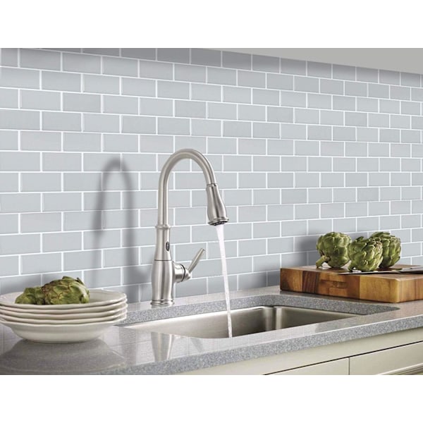 Peel and Stick Kakel Backsplash för Kök Vägg, 10-Blad Grå Tunnelbana Kök Backsplash Kakel (12\"×12\") Grey