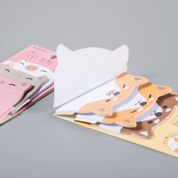 6 Sticky Note Pads Dyreformet Klæbende Noteark Sæt af Sti