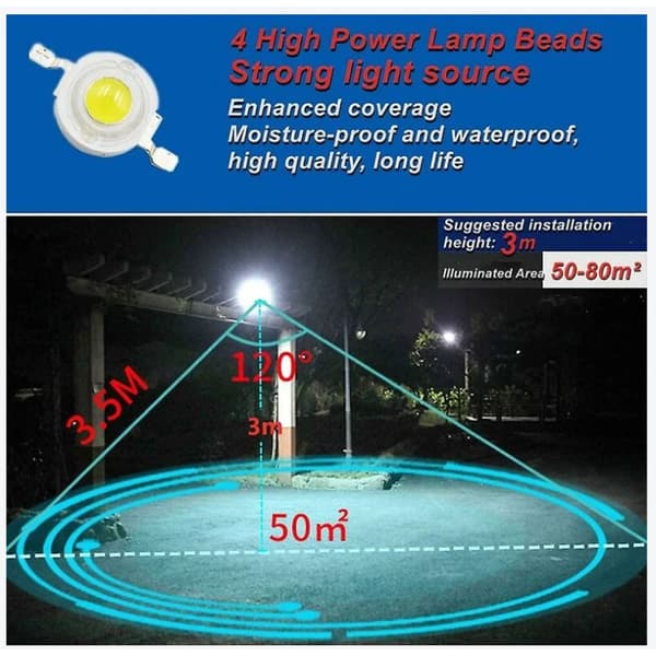 Udendørs solcellelampe, [2 stk.] Udendørs solcellelampe bevægelsessensor, 360° udendørs solcelle-spotlight [120