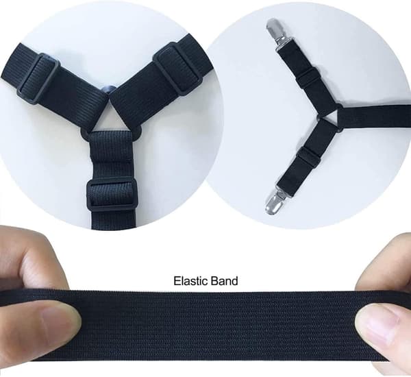 2 stk. Sorte justerbare elastiske trekantstropper, justerbar Lon