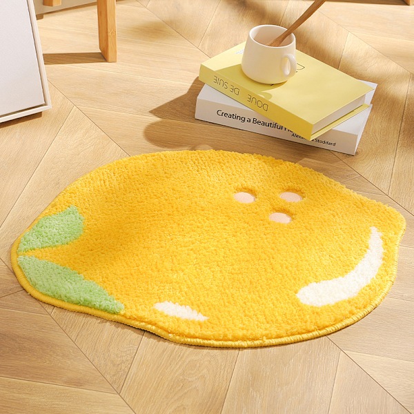 Citron-Bademåtte, Skridsikker Absorberende Badeværelsesmåtte, Hudvenlig Blød Bademåtte, Vaskbare Bademåtter, 48x60cm