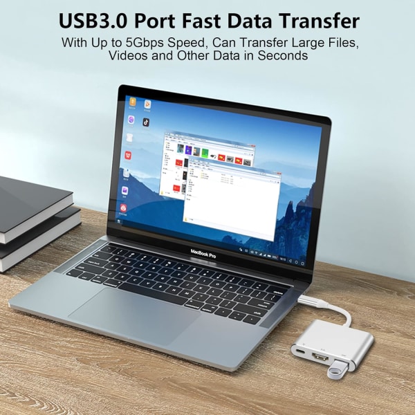 USB C till HDMI USB C-adapter med 4K HDMI-utgång USB 3.0-port och