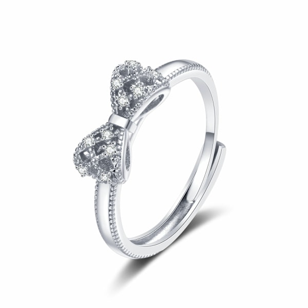 (sliver) Cubic Zirconia Løfteringe til hende, stablebare vielsesringe til kvinder bue stablet R