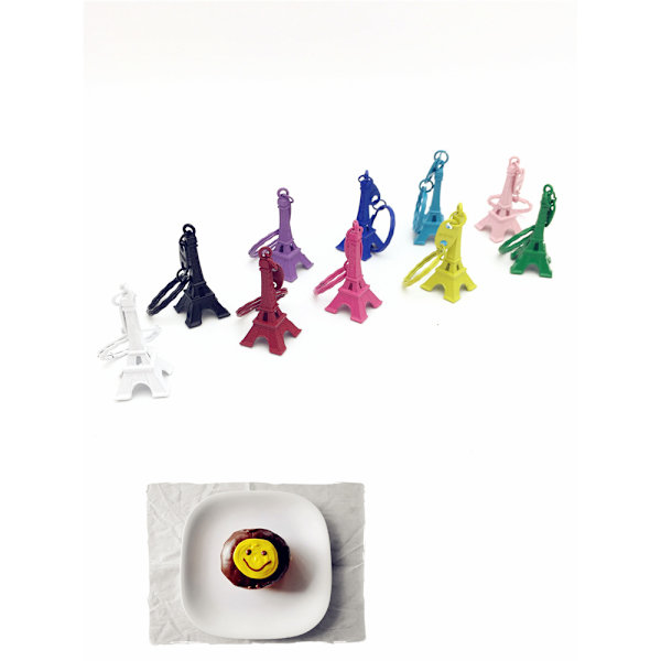 Eiffeltårn nøkkelring - Souvenir fra Paris, Frankrike - Sett med 10 (Assorterte farger) F
