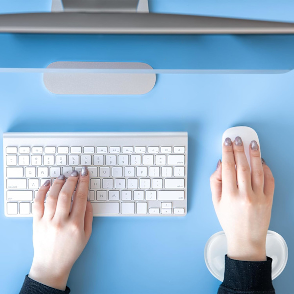 Hvit håndleddstøtte ergonomisk musematte silikonpute muse tretthetsavlastning håndpute myk håndleddstøtte p