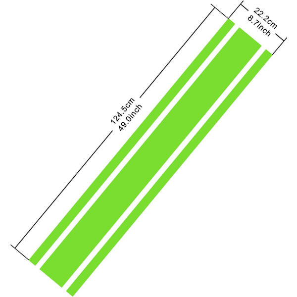 124cm x 22cm Bilhætte Klistermærke (Grøn) Autodekal