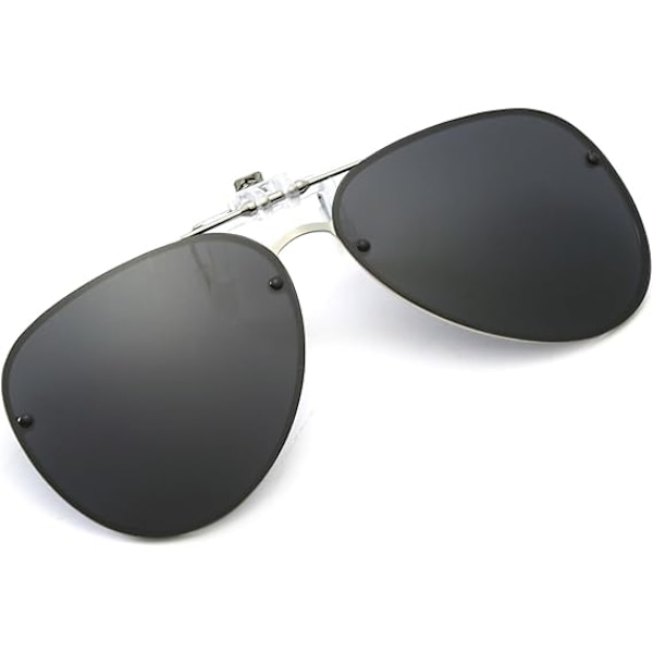 Grey Polarized Lens Clip on Sunglasses - Anti-Glare Pilot Glasses for Women Men Flip Up Rimless Clip