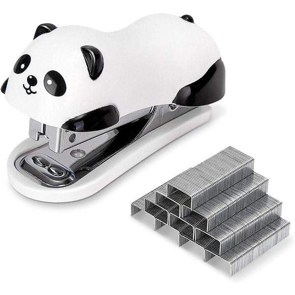 Mini söt panda skrivbordsstapler, kontorsstapler, 12 ark kapacitet, inklusive