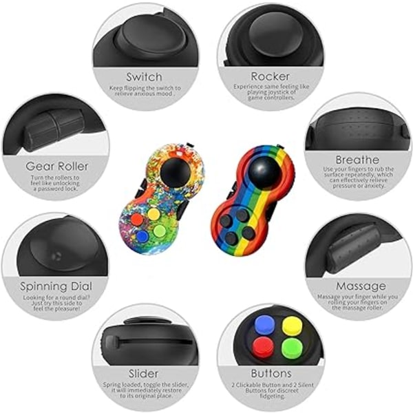 (Graffiti + Regnbue) 8 Funktions Fidget Legetøjs Terning Controller Stress P