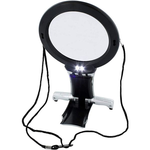 Forstørrelsesglas til nakke og bord 6X forstørrelsesglas, håndfri arm og bordbelyst LED
