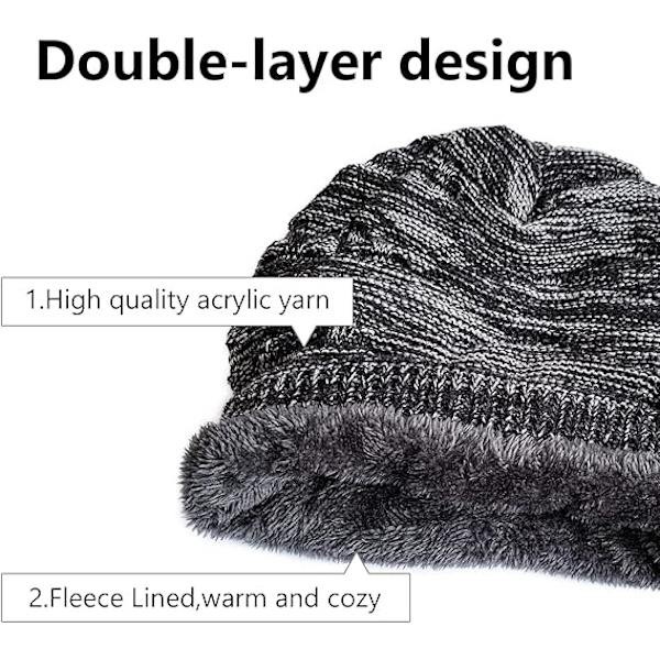 Dam Slouchy Beanie och Halsduk Set för Flickor Varm Stickad Vinter S