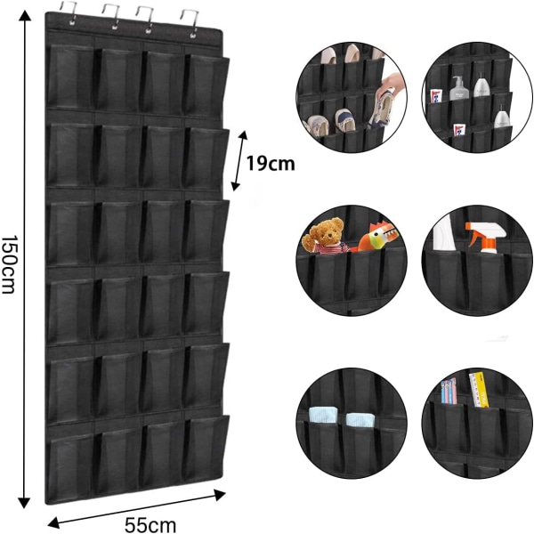 24 Pockets Hanging Shoe Rack, Hanging Storage Pocket, Over The Do