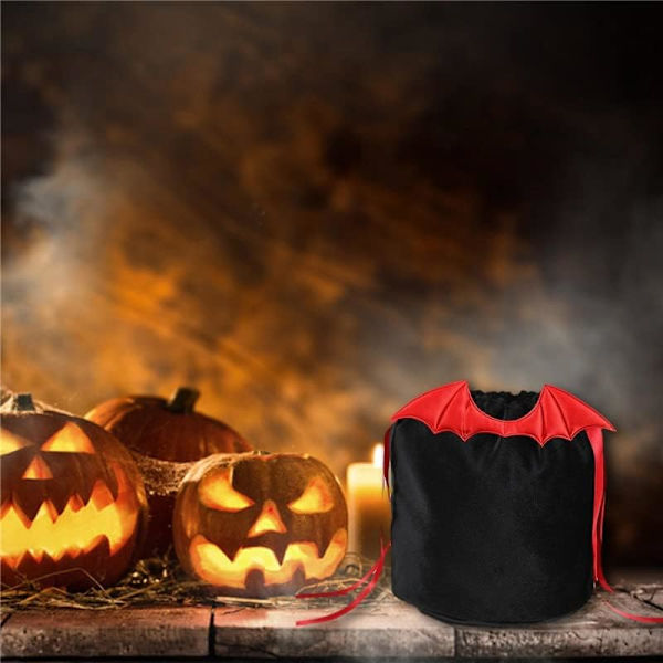10 kpl (punainen) Halloween-herkkupusseja Lepakko samettipussi Temppu tai herkku karkkipussit Sametti välipalapussi Juhlaleivonnaisten pakkauspussi