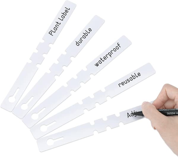 100 st plastväxtträdsetiketter, 2 x 21 cm, för växtförpackning (vit)