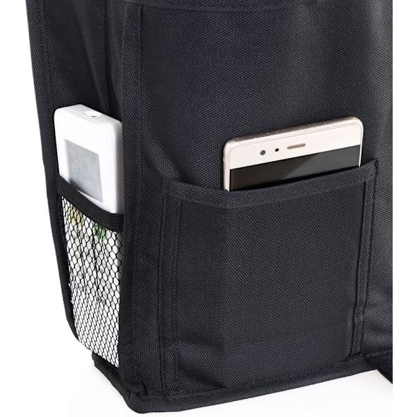 Svart Sängorganisatör - 8 Fickor Sängsidohängande Förvaringsväska med Rem för Mobiltelefon, Surfplatta, Böcker, Vävnader, Perfekt för D