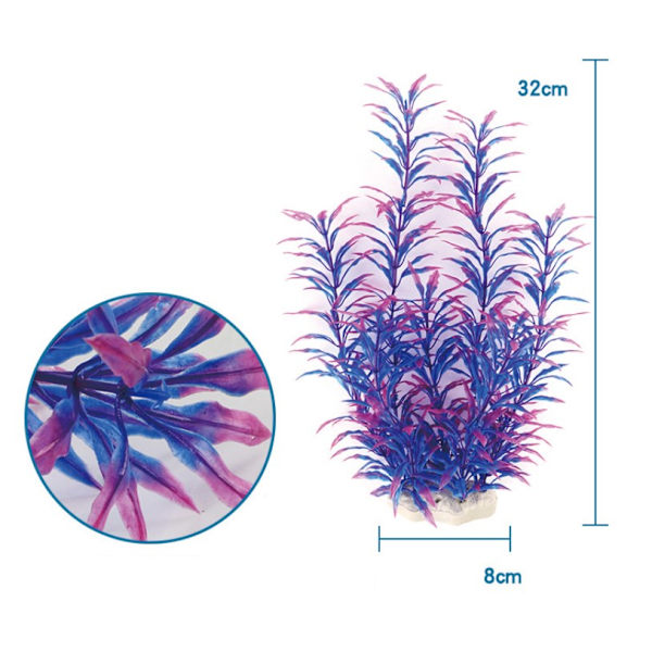 (32cm/12,5 tommer) Akvariefisk Tank Plastplanter, Simulering af Vandplanter Lilla Akvarium Aqua