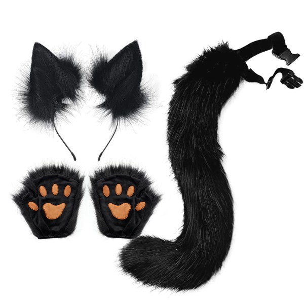 Fox Tail Cosplay set, plysch födelsedagspresenter Håraccessoarer imitation