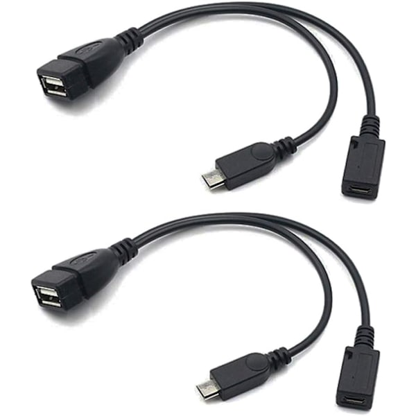 2-i-1 Micro USB till USB-adapter (OTG-kabel + strömkabel) för Android-telefon