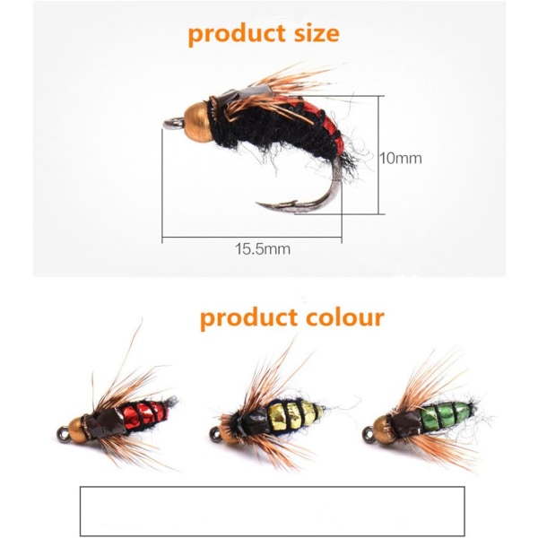 39 st/låda insektsflygande bete fiskedrag