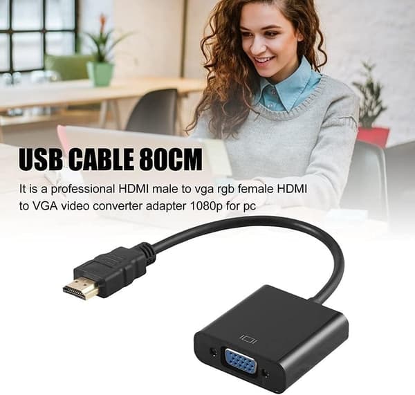 HDMI til VGA-adapter, guldbelagt HDMI til VGA-adapterkonverter Fu