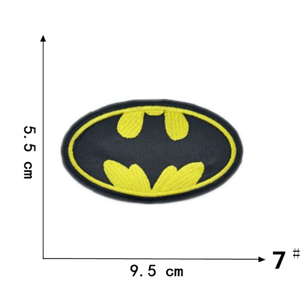 Patch - Batman 'Logo' - gul - 5,5 x 9,5 cm - broderet stryge-på-broderet patches V