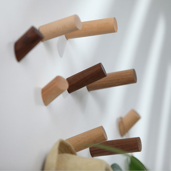 4 stycken träklädkrokar väggkrok träcylinderkrok med 6 V T