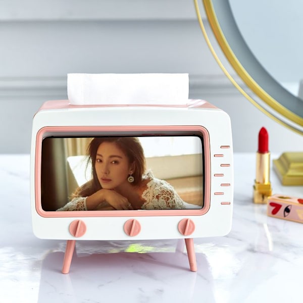 Pink Vævsæske TV Mobiltelefonholder Multifunktionel L