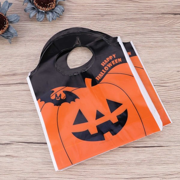 （50 stk）Halloween godtepose papirboks oransje gresskar designpakke gaveoppbevaring