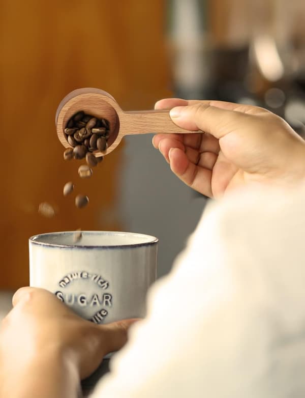 Bok 20ml Kaffesked, Träsked, Graderad Mätssked