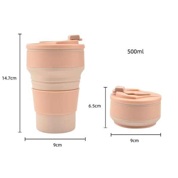 500ml Vikbar Mugg för Resor, Vikbar Silikon Resemugg för Varma och Kalla Drycker, Blå