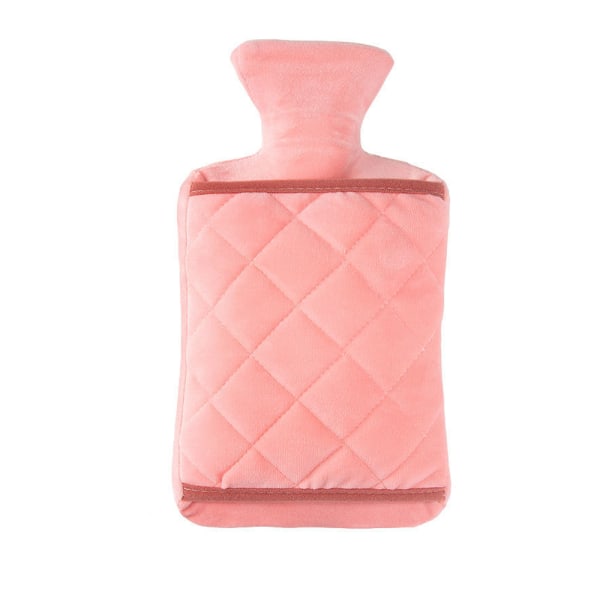 Varmvattenpåse med cover 2,0L stor klassisk BPA-fri varmvattenflaska (rosa