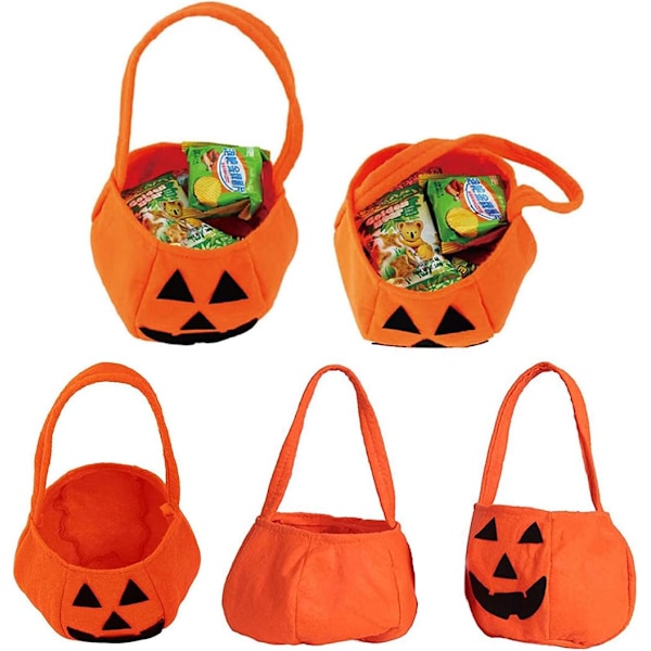 6 stk. græskar slikposer Halloween græskar pose bærbar tredimensionel græskar kurv genanvendelig