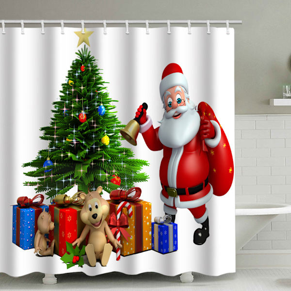 Julklappsduschdraperi, 180 x 200 cm (26) - Badrumsdraperi i Polyestertyg, Anti-Mögel, Vattentät, Maskintvättbar P