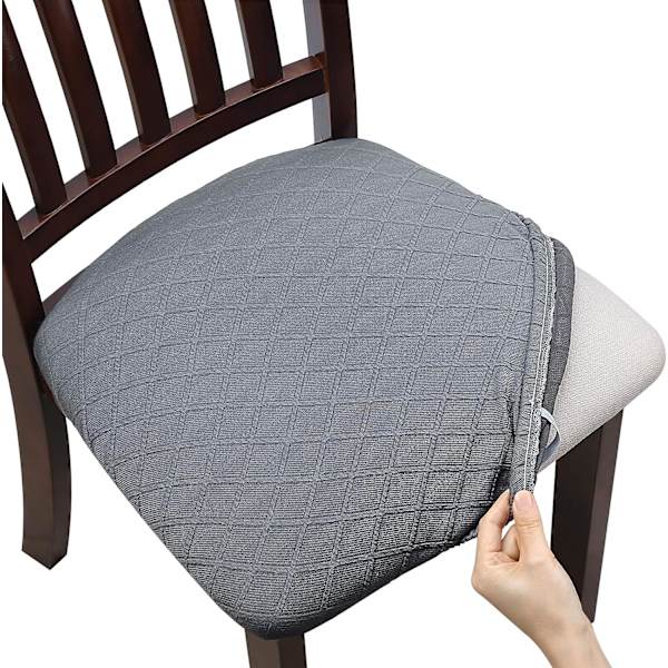 (Ljusgrå, Set om 1) Stretch Jacquard Präglad Stolsöverdrag Sittdyna