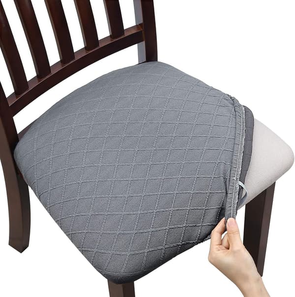 (Lys grå, sett med 1) Stretch Jacquard Preget Stolsetertrekk